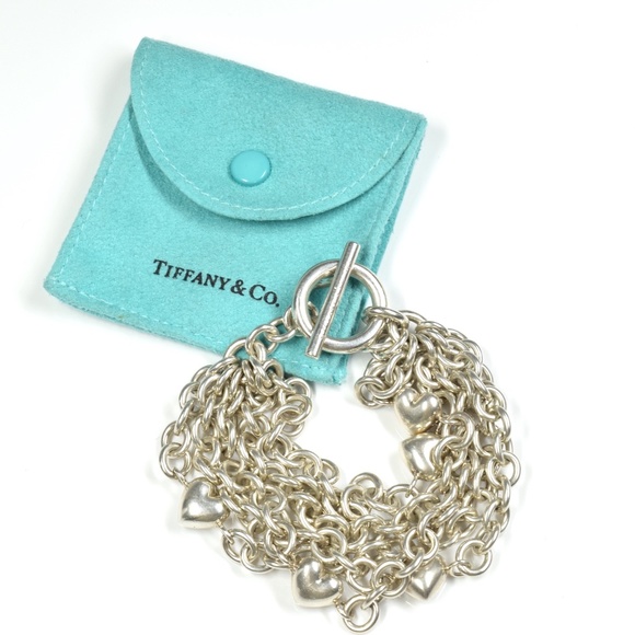 Vintage Tiffany Sterling Silver 925 Five Strands Hearts Bracelet